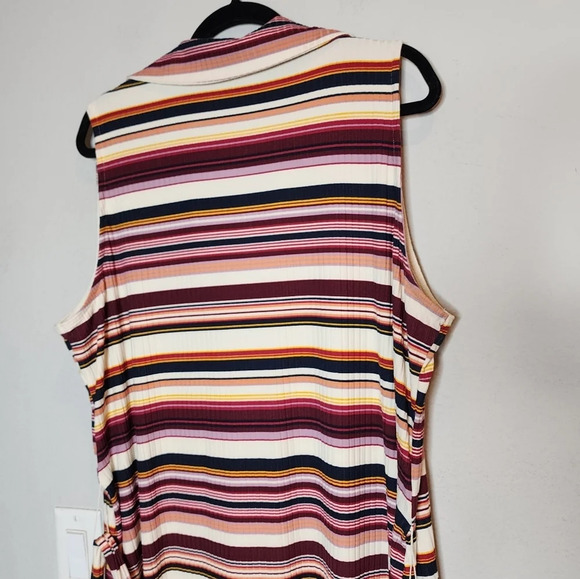 Lane Bryant Sleeveless Polo Midi Dress Stretchy Ribbed Jersey Multi Stripe 22/24 - Picture 8 of 13